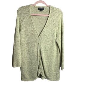 Mercer & Madison Cardigan Women's Size 2X Button Closure 3/4 Sleeve Yellow/Green